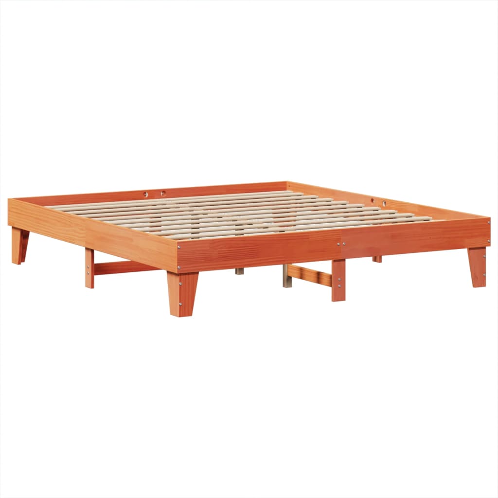 Bed Frame without Mattress Wax Brown 200x200 cm Solid Wood Pine
